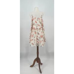 Xhilaration‎ Feather Smocked Dress Coral Cream Size M Boho Milkmaid